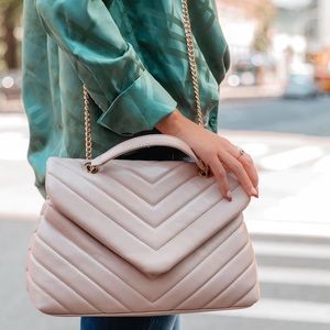 Soft Pink Quilted Crossbody Shoulder Bag